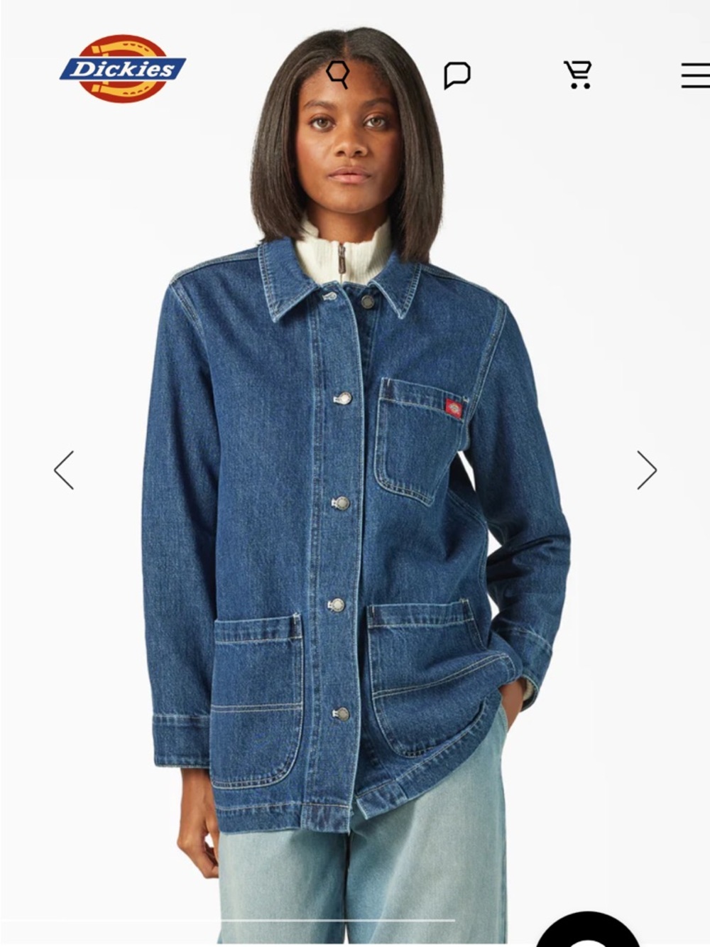 Dickies Women’s Relaxed Fit Chore Coat Mid Wash size Medium